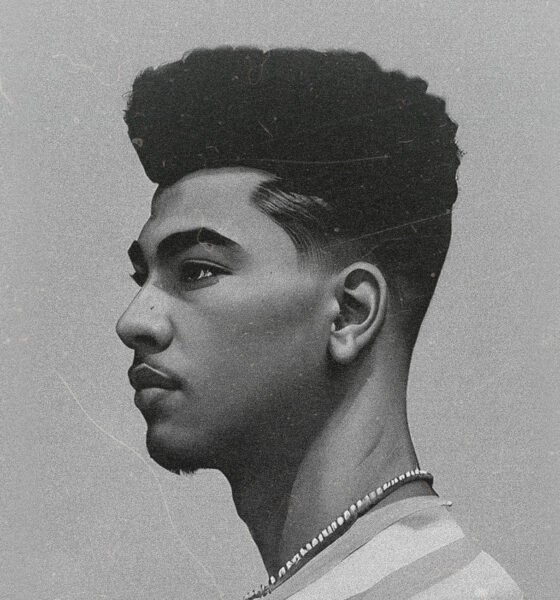 portrait of an hip hop music producer. cinematic black and white image