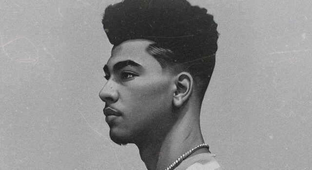 portrait of an hip hop music producer. cinematic black and white image