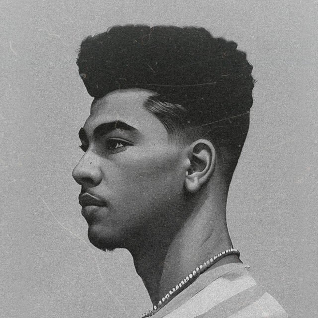 portrait of an hip hop music producer. cinematic black and white image